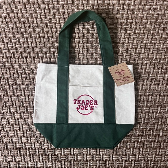 Trader Joe'S Handbags - Trader Joe’s Forest Green Mini Canvas Tote Bag